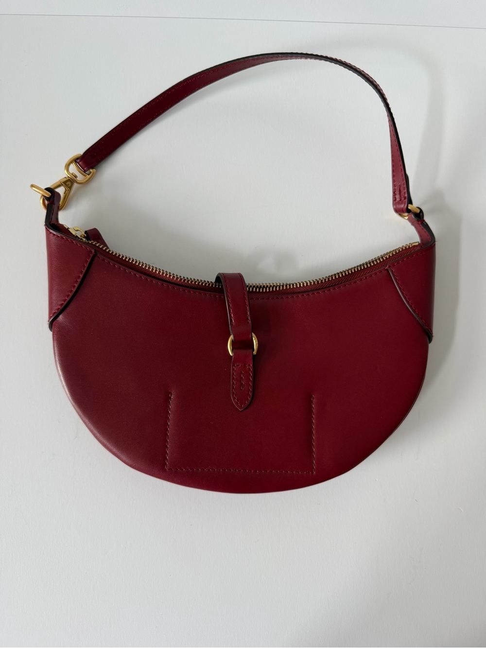 Polo Ralph Lauren ID Calfskin Mini Shoulder Bag in Dark Red - Picture 5 of 14